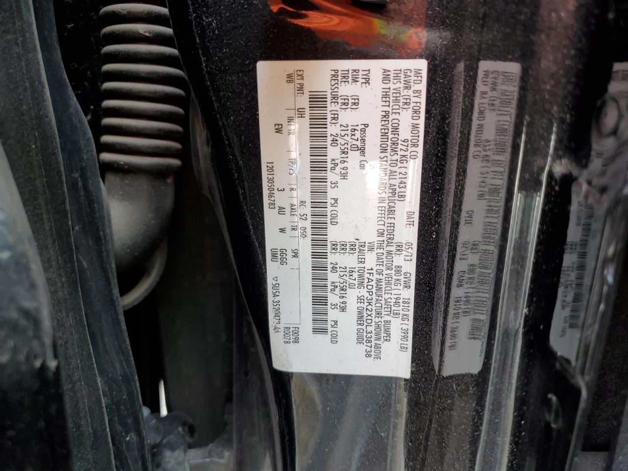 2013 Ford Focus Se VIN: 1FADP3K2XDL338738 Lot: 80340665