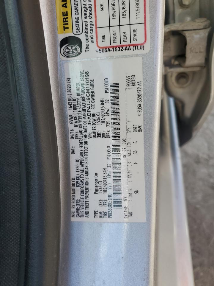 2016 Ford Fiesta S VIN: 3FADP4TJ9GM170198 Lot: 81950315