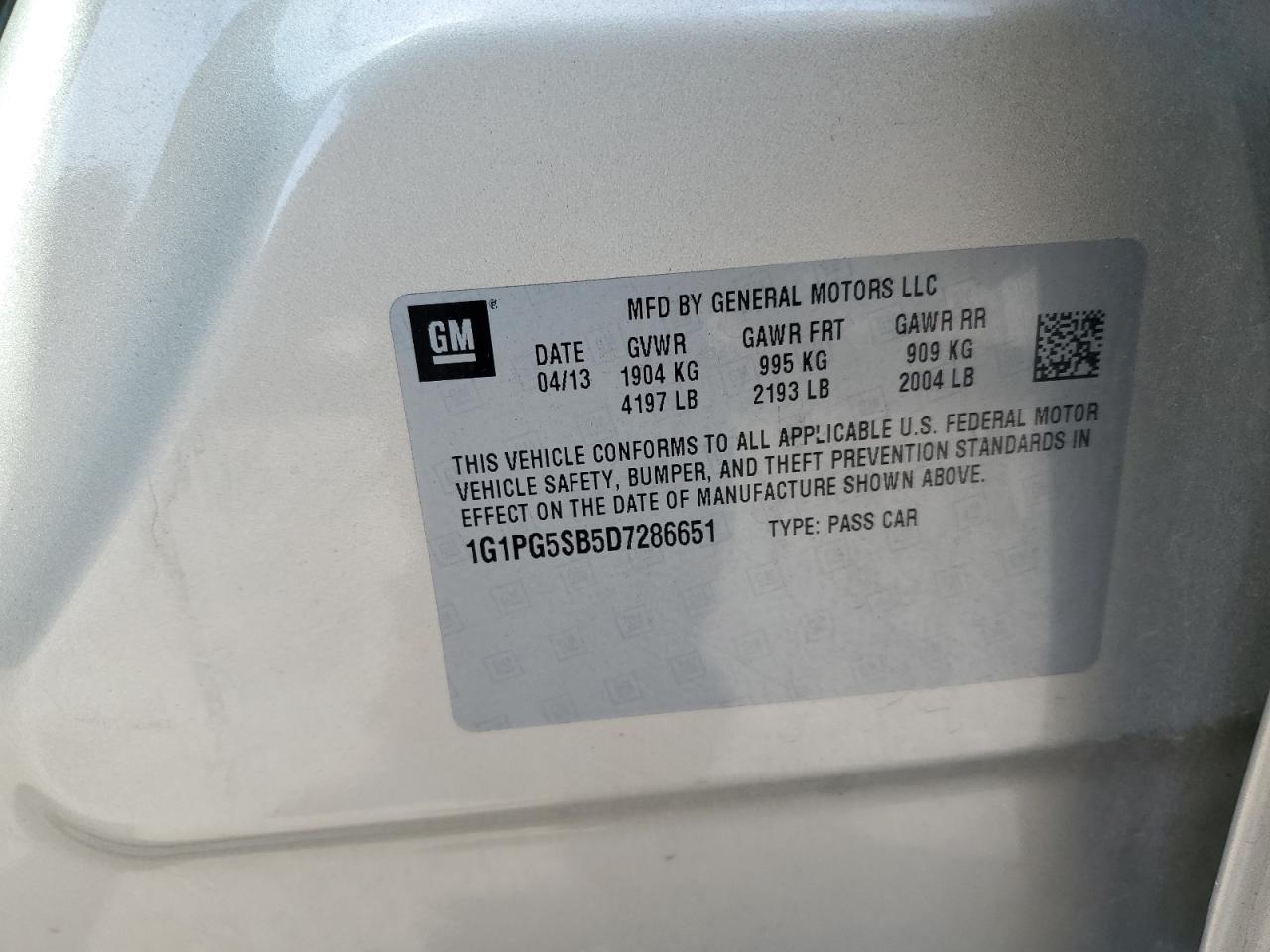 2013 Chevrolet Cruze Ltz VIN: 1G1PG5SB5D7286651 Lot: 81876485