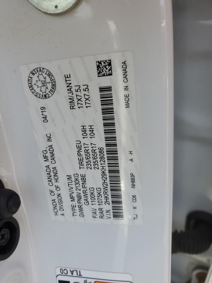 2019 Honda Cr-V Lx VIN: 2HKRW2H29KH128086 Lot: 70889055