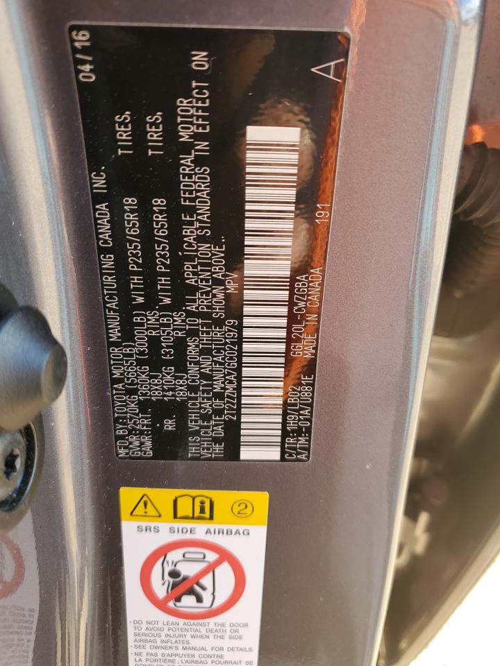 2016 Lexus Rx 350 VIN: 2T2ZZMCA7GC021979 Lot: 81748835