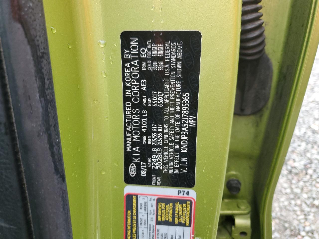 2018 Kia Soul + VIN: KNDJP3A52J7895365 Lot: 80684935