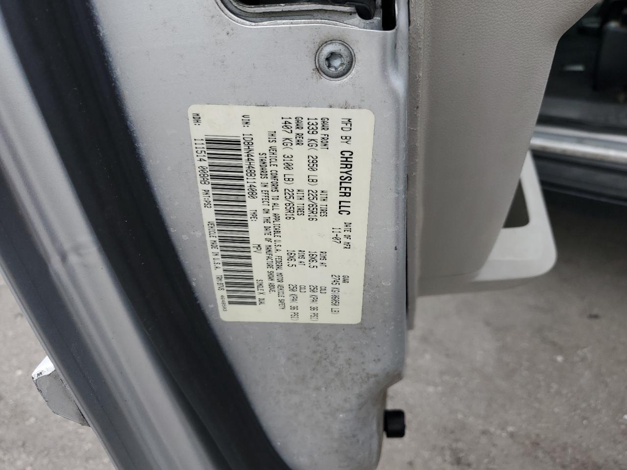 2008 Dodge Grand Caravan Se VIN: 1D8HN44H48B114080 Lot: 81228865