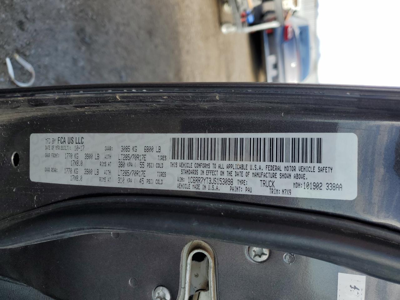 2018 Ram 1500 Rebel VIN: 1C6RR7YT3JS153098 Lot: 69685815