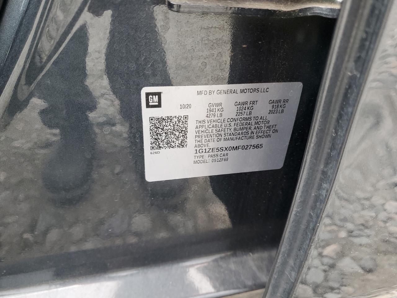 2021 Chevrolet Malibu Premier VIN: 1G1ZE5SX0MF027565 Lot: 81836235