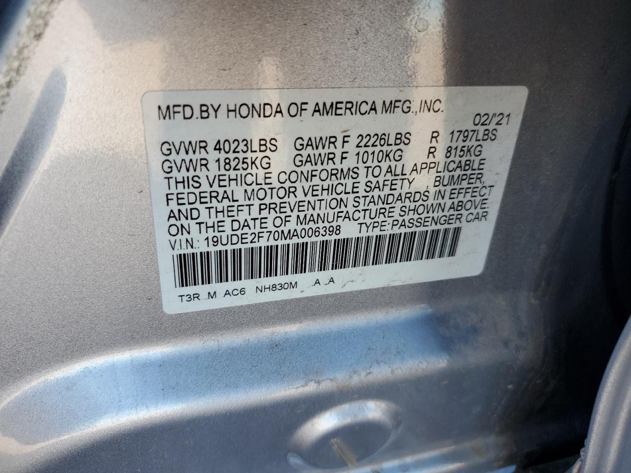 2021 Acura Ilx Premium VIN: 19UDE2F70MA006398 Lot: 71259495