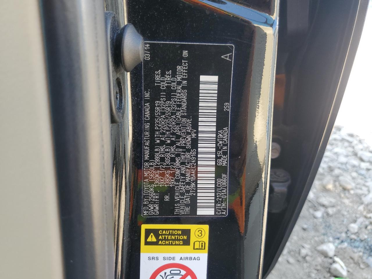 2014 Lexus Rx 350 Base VIN: 2T2BK1BA4EC249165 Lot: 81135835