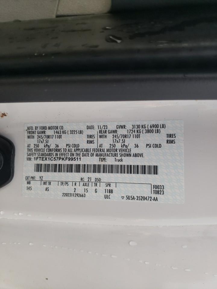 2023 Ford F150 Super Cab VIN: 1FTEX1C57PKF99511 Lot: 80437125