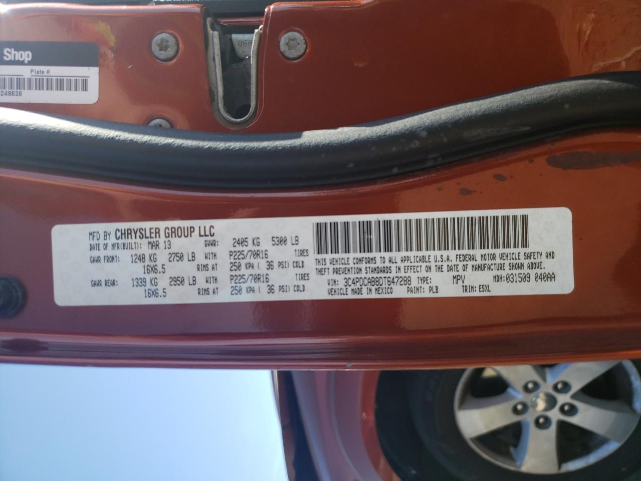 2013 Dodge Journey Se VIN: 3C4PDCAB8DT647288 Lot: 84297845