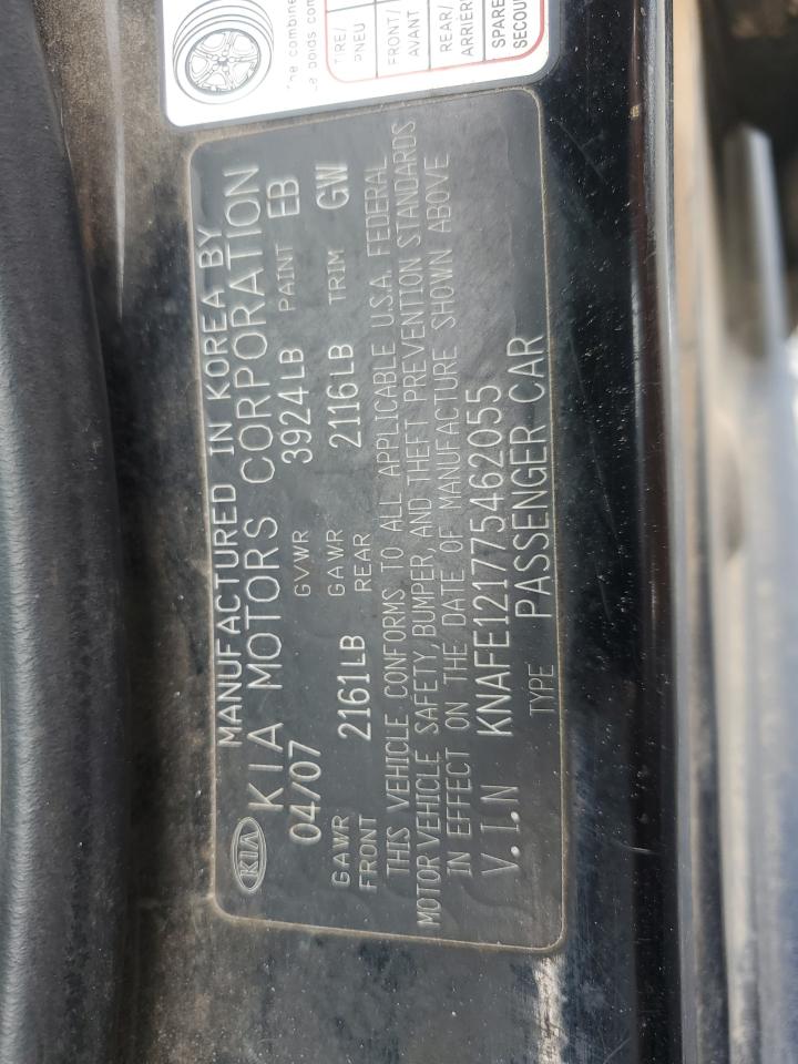 2007 Kia Spectra Ex VIN: KNAFE121775462055 Lot: 71268575