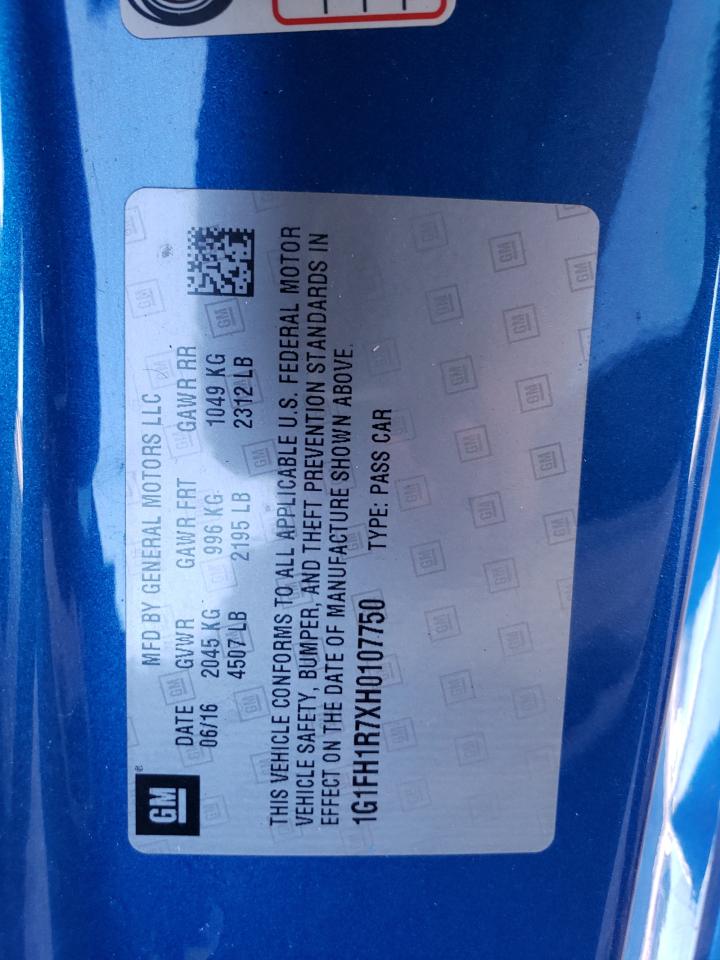 2017 Chevrolet Camaro Ss VIN: 1G1FH1R7XH0107750 Lot: 83990335