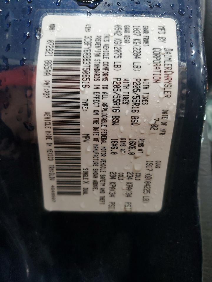 2003 Chrysler Pt Cruiser Limited VIN: 3C8FY68B83T506516 Lot: 80476165