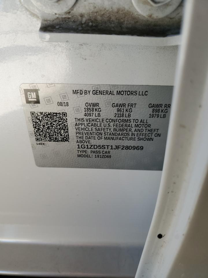 2018 Chevrolet Malibu Lt VIN: 1G1ZD5ST1JF280969 Lot: 83755075