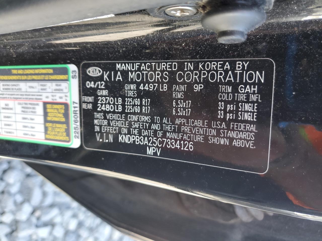 2012 Kia Sportage Base VIN: KNDPB3A25C7334126 Lot: 81076885