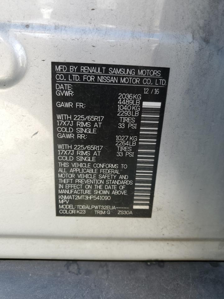 2017 Nissan Rogue S VIN: KNMAT2MT3HP541090 Lot: 81730775