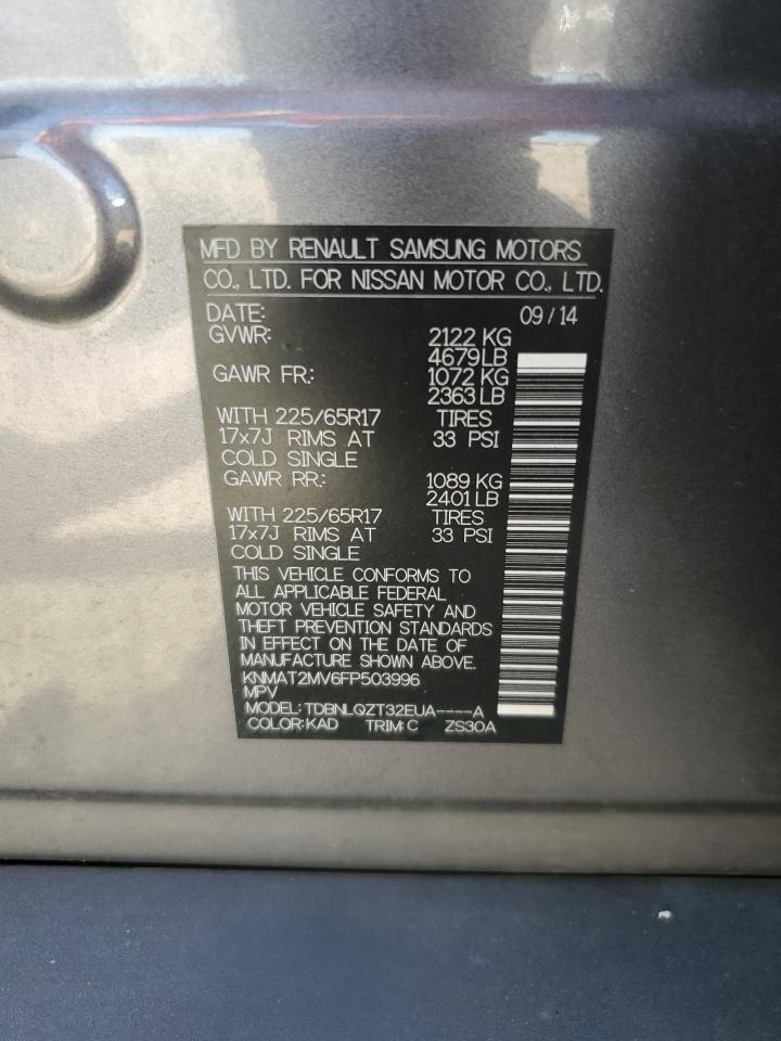 2015 Nissan Rogue S VIN: KNMAT2MV6FP503996 Lot: 80535325