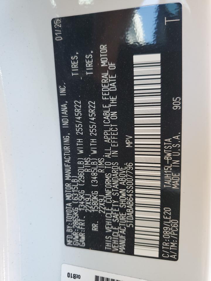 2025 Lexus Tx 500H F Sport Premium VIN: 5TDABAB64SS007796 Lot: 70928145