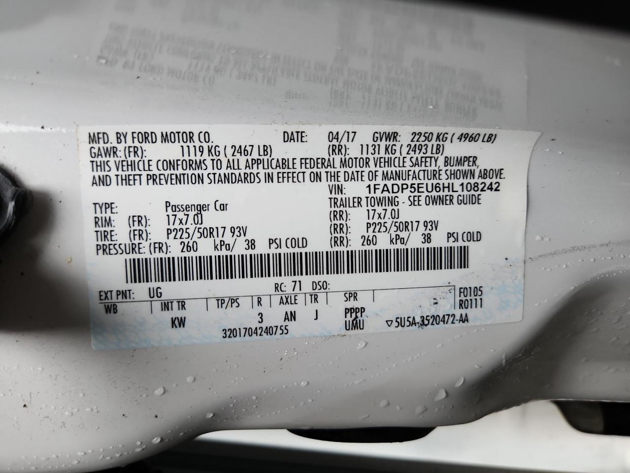 2017 Ford C-Max Se VIN: 1FADP5EU6HL108242 Lot: 82106315