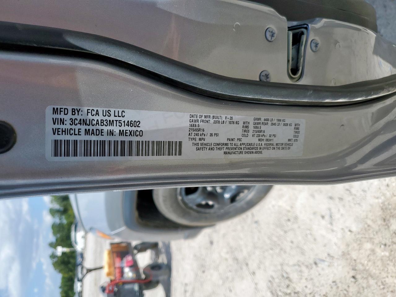 2021 Jeep Compass Sport VIN: 3C4NJCAB3MT514602 Lot: 84548105