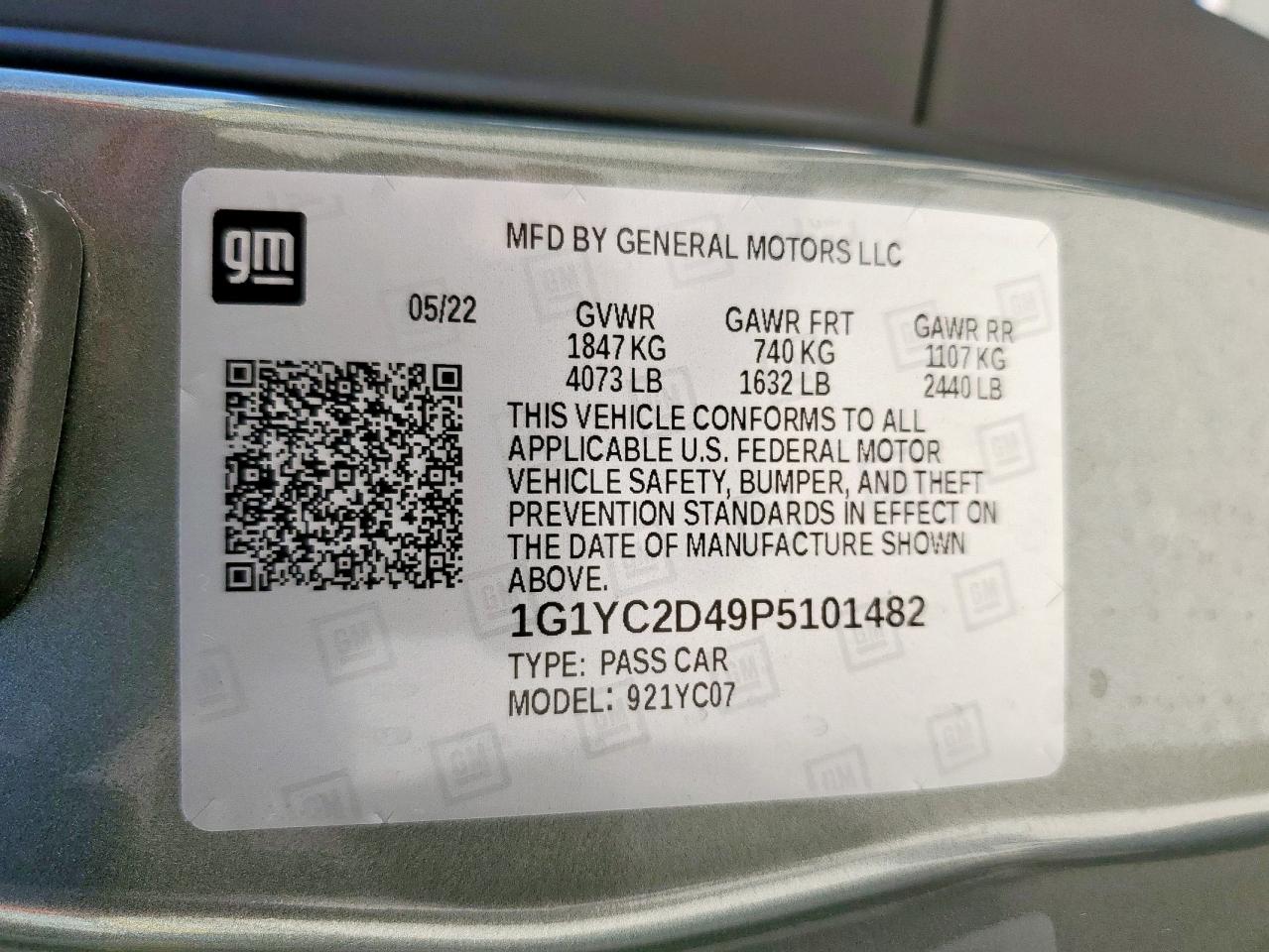 2023 Chevrolet Corvette Stingray 3Lt VIN: 1G1YC2D49P5101482 Lot: 80080935