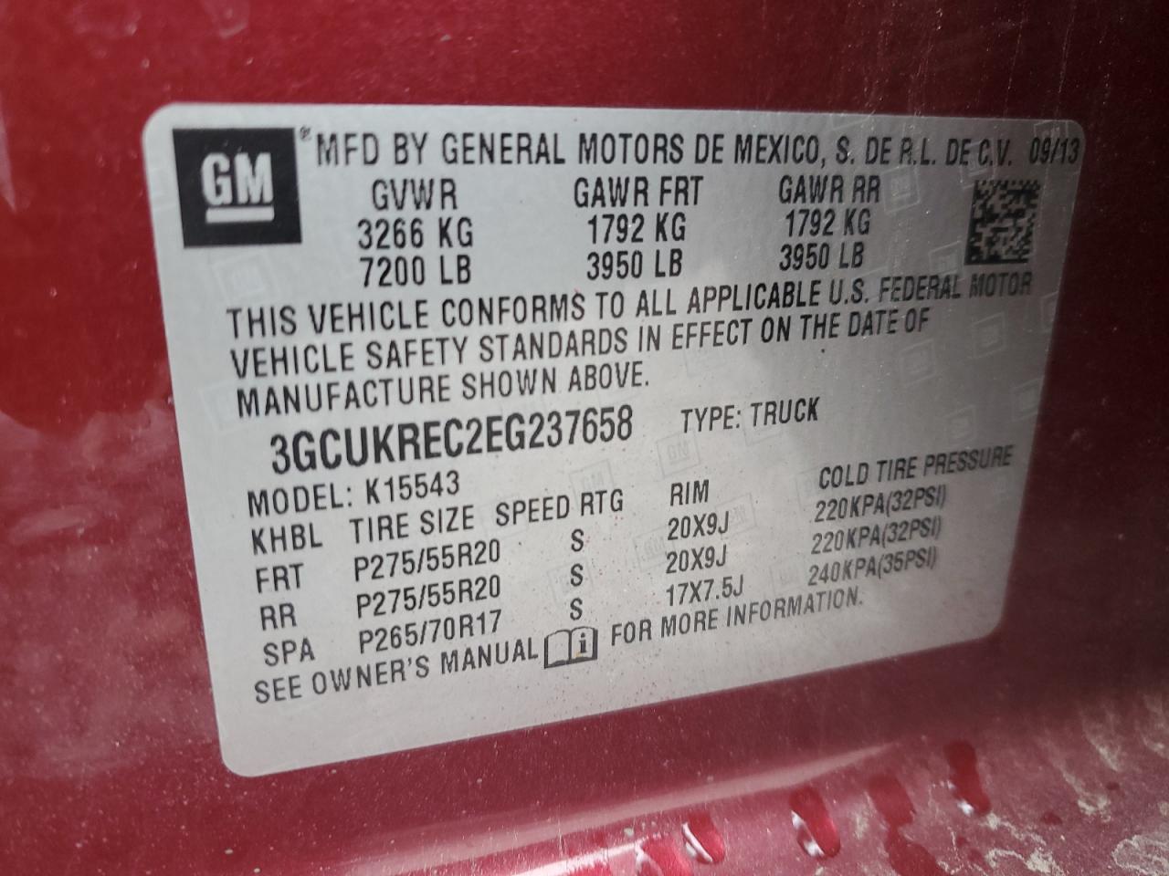 2014 Chevrolet Silverado K1500 Lt VIN: 3GCUKREC2EG237658 Lot: 81566145