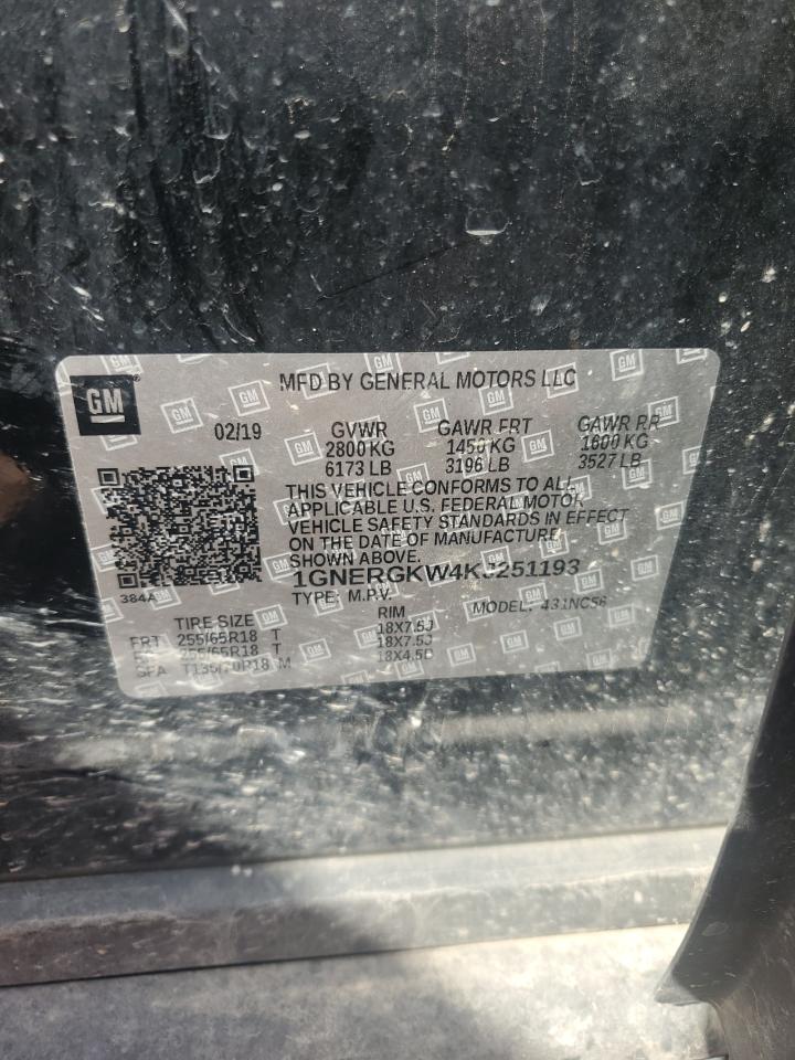 2019 Chevrolet Traverse Lt VIN: 1GNERGKW4KJ251193 Lot: 71770415