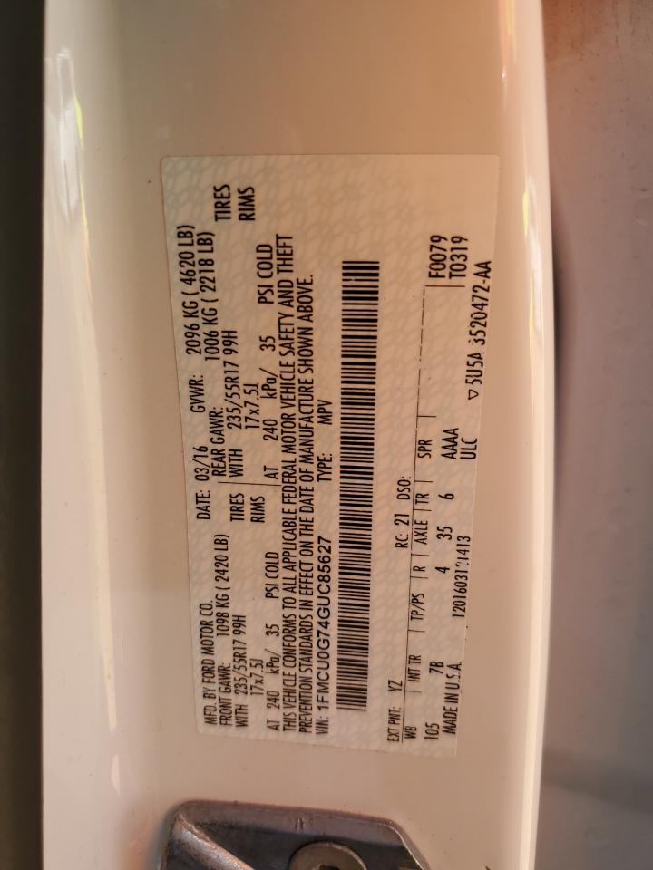 2016 Ford Escape Se VIN: 1FMCU0G74GUC85627 Lot: 80239655