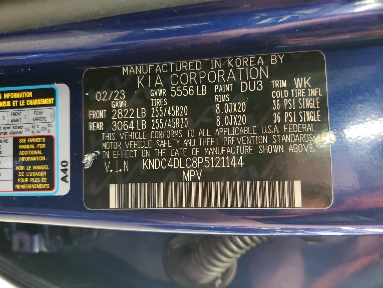 2023 Kia Ev6 Gt Line VIN: KNDC4DLC8P5121144 Lot: 84893215