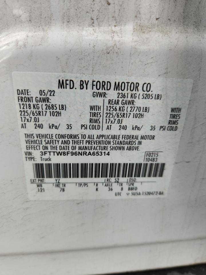 2022 Ford Maverick Xl VIN: 3FTTW8F96NRA65314 Lot: 84178905