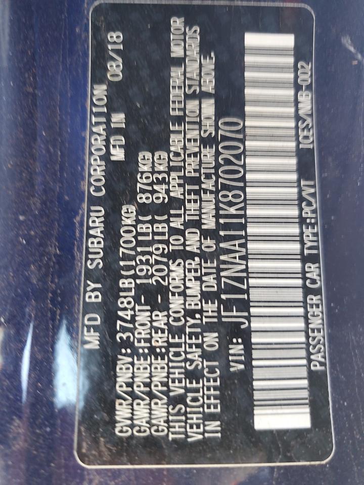 2019 Toyota 86 VIN: JF1ZNAA11K8702070 Lot: 71624245