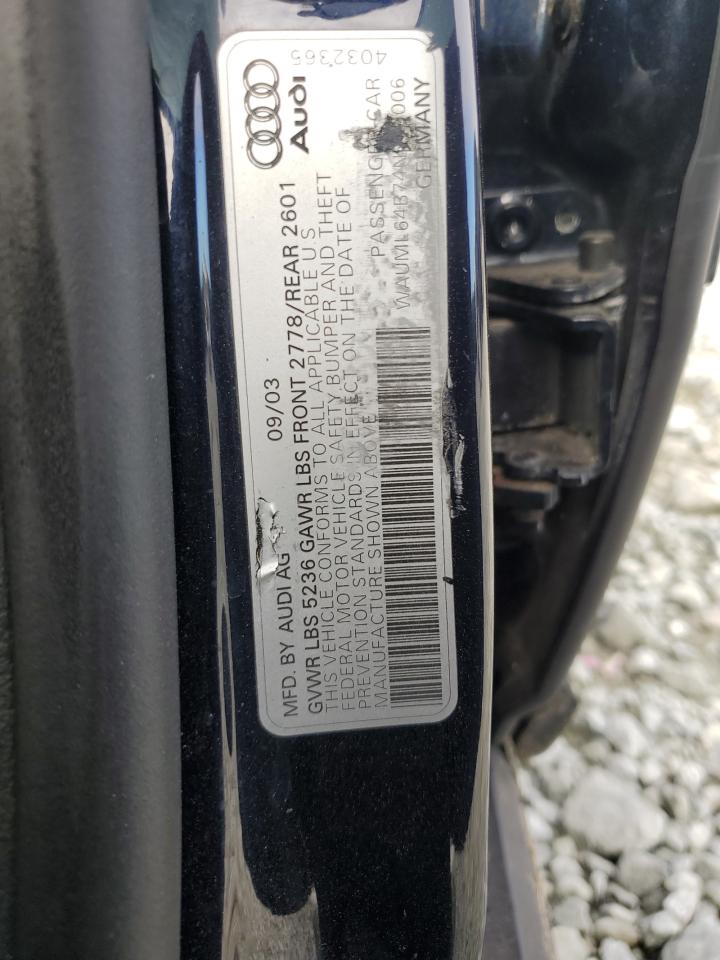 2004 Audi A6 4.2 Quattro VIN: WAUML64B74N036006 Lot: 94908425