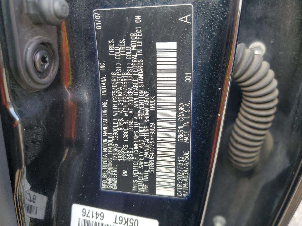 2007 Toyota Tundra Double Cab Sr5 VIN: 5TBRU54137S449829 Lot: 81097295