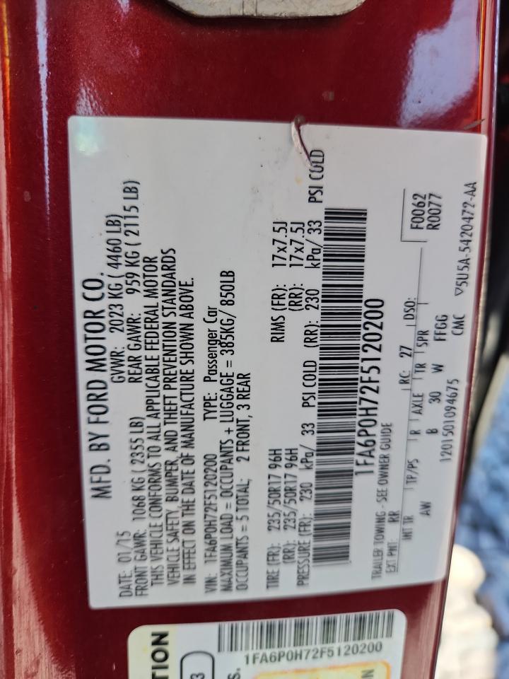 2015 Ford Fusion Se VIN: 1FA6P0H72F5120200 Lot: 84409785