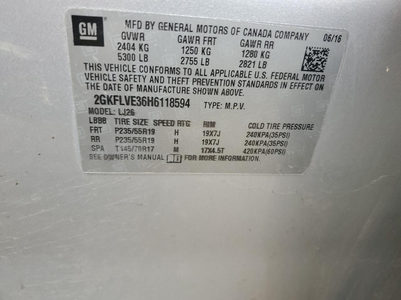 2017 GMC Terrain Denali VIN: 2GKFLVE36H6118594 Lot: 80881015