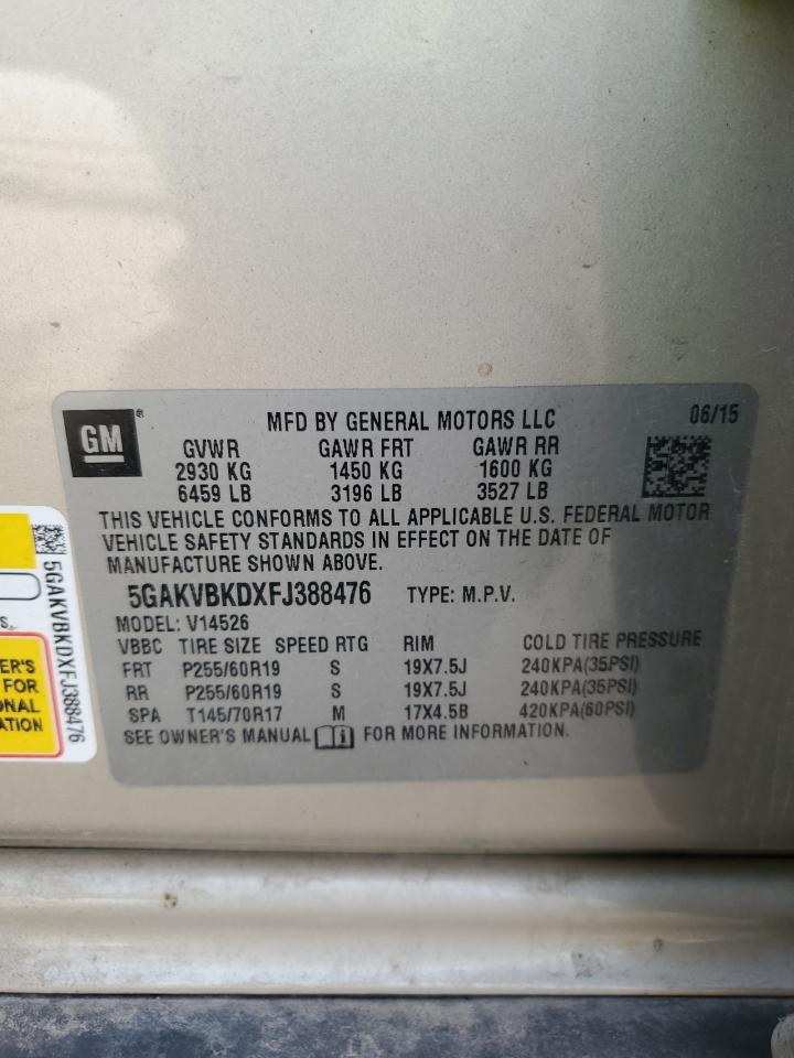 2015 Buick Enclave VIN: 5GAKVBKDXFJ388476 Lot: 84820065