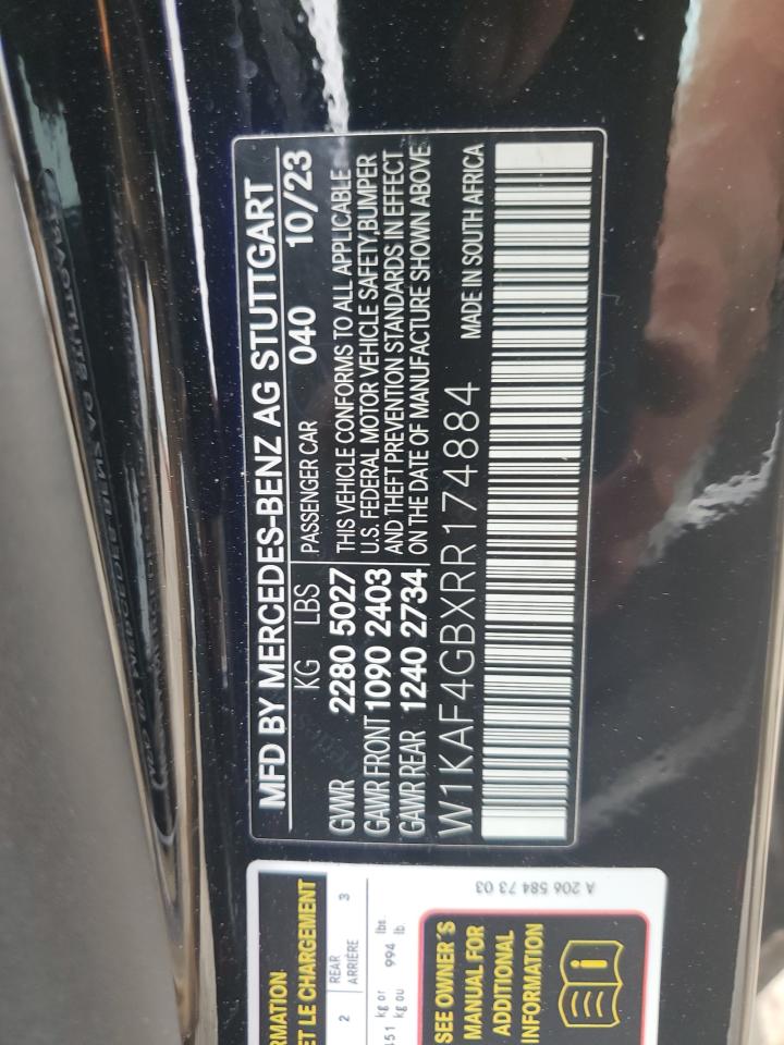 2024 Mercedes-Benz C 300 VIN: W1KAF4GBXRR174884 Lot: 81819875