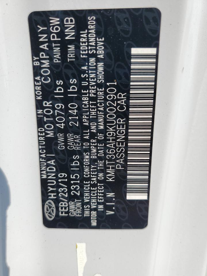 2019 Hyundai Veloster N VIN: KMHT36AH9KU002901 Lot: 71585545