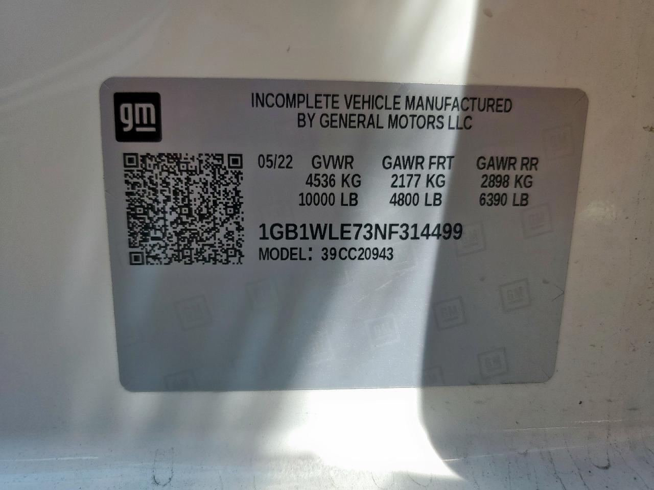 2022 Chev Silverado 2500 Hd Wo VIN: 1GB1WLE73NF314499 Lot: 70916065