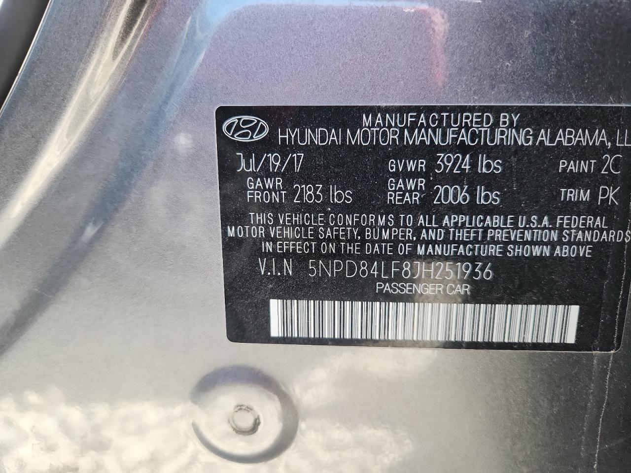 2018 Hyundai Elantra Sel VIN: 5NPD84LF8JH251936 Lot: 80155655