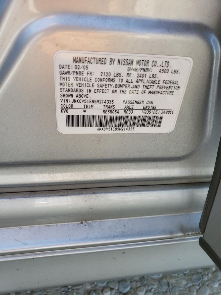 2005 Infiniti G35 VIN: JNKCV51E85M214335 Lot: 81468345
