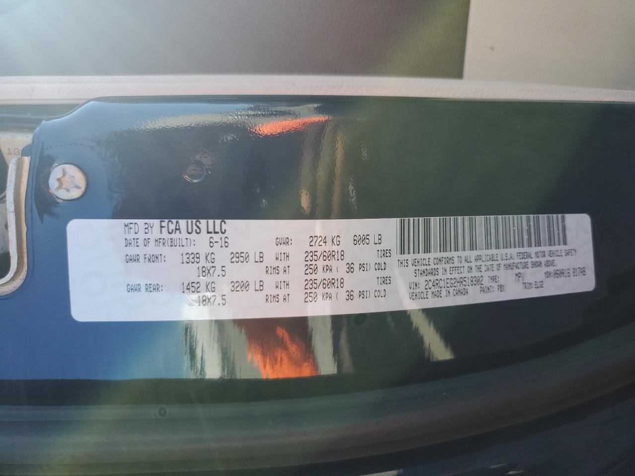 2017 Chrysler Pacifica Touring L Plus VIN: 2C4RC1EG2HR518302 Lot: 80253355