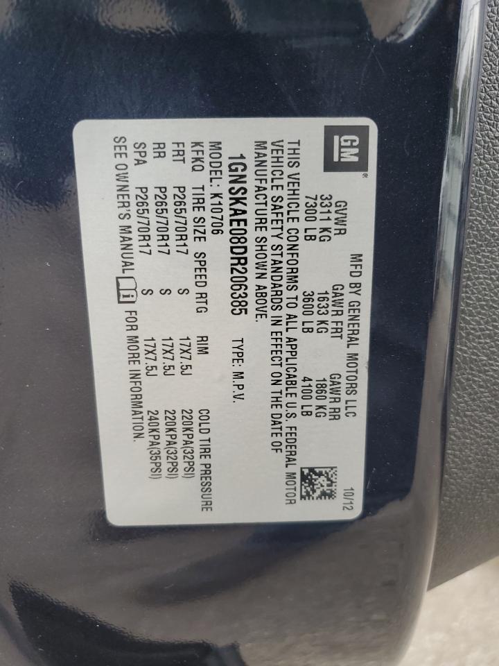 2013 Chevrolet Tahoe K1500 Ls VIN: 1GNSKAE08DR206385 Lot: 81461785