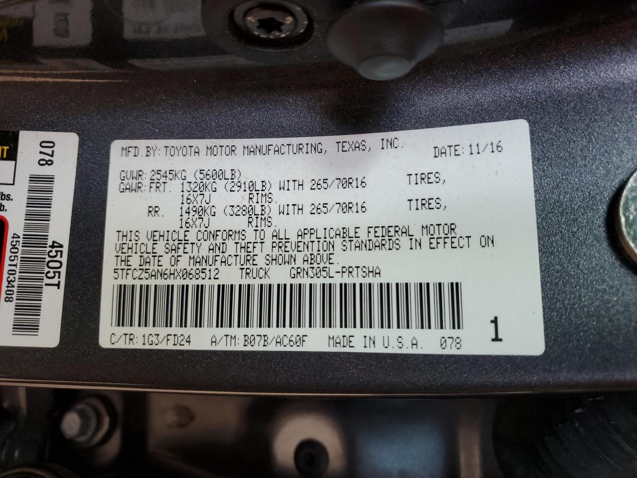 2017 Toyota Tacoma Double Cab VIN: 5TFCZ5AN6HX068512 Lot: 72101425