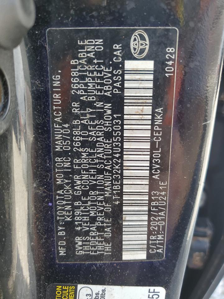 2004 Toyota Camry Le VIN: 4T1BE32K24U355031 Lot: 83767555