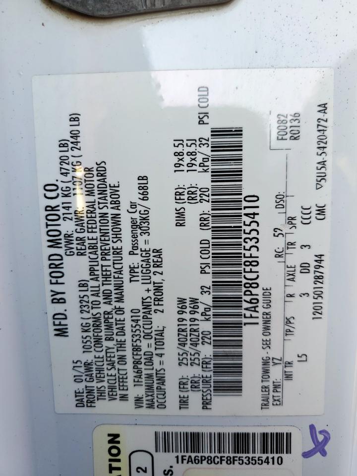 2015 Ford Mustang Gt VIN: 1FA6P8CF8F5355410 Lot: 71128385