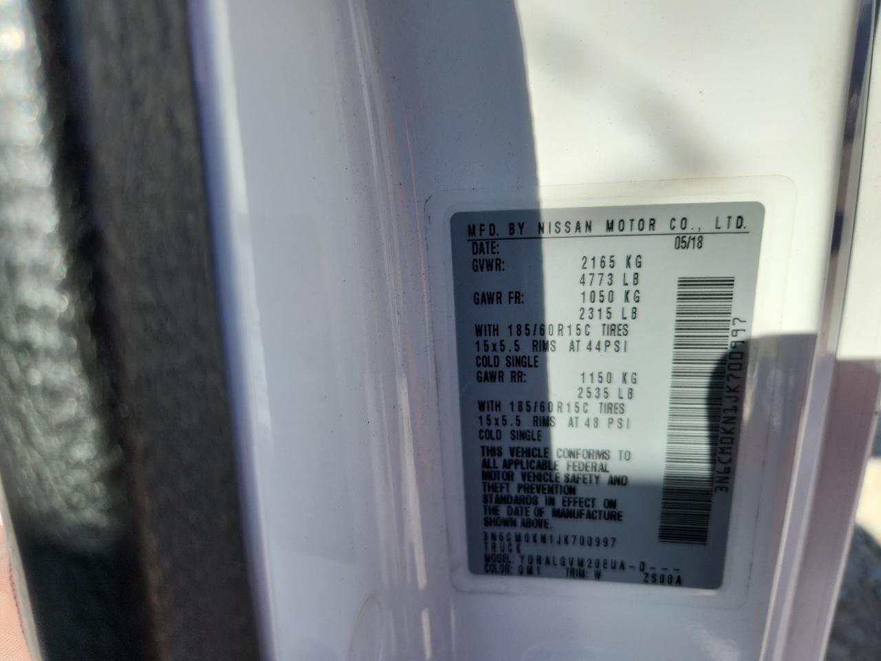 2018 Nissan Nv200 2.5S VIN: 3N6CM0KN1JK700997 Lot: 80400465