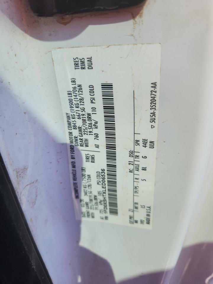 2020 Ford F550 Super Duty VIN: 1FD0X5HTXLED06536 Lot: 71795085