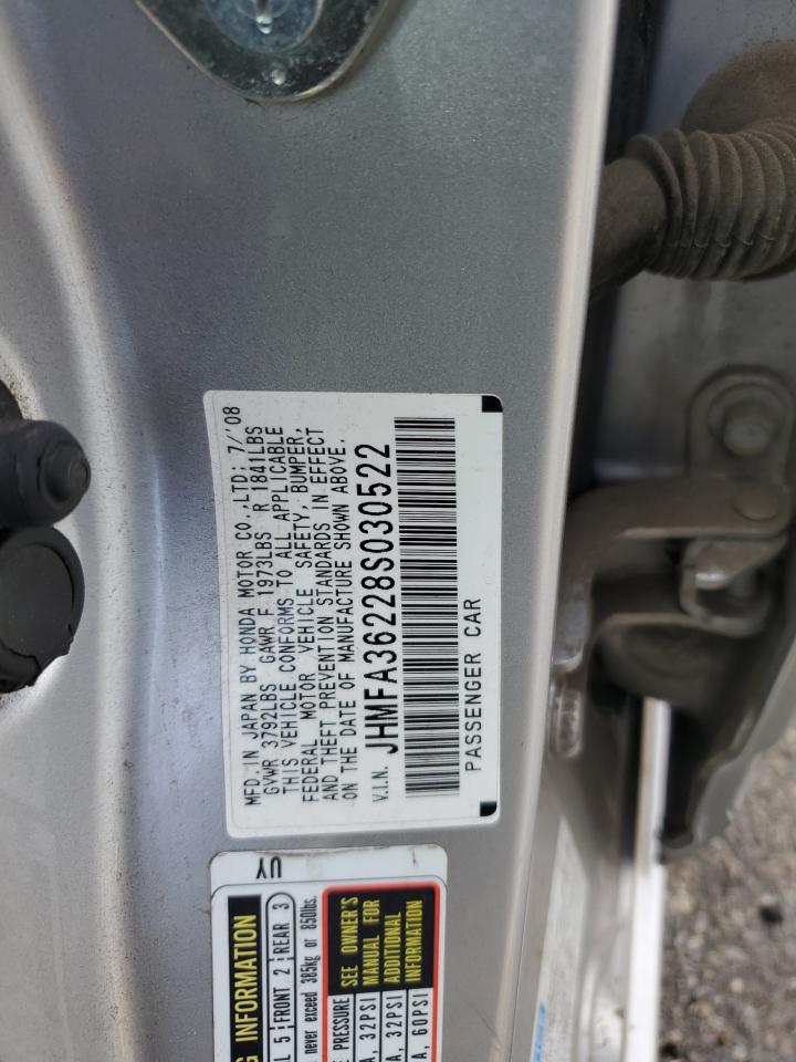 2008 Honda Civic Hybrid VIN: JHMFA36228S030522 Lot: 72099925