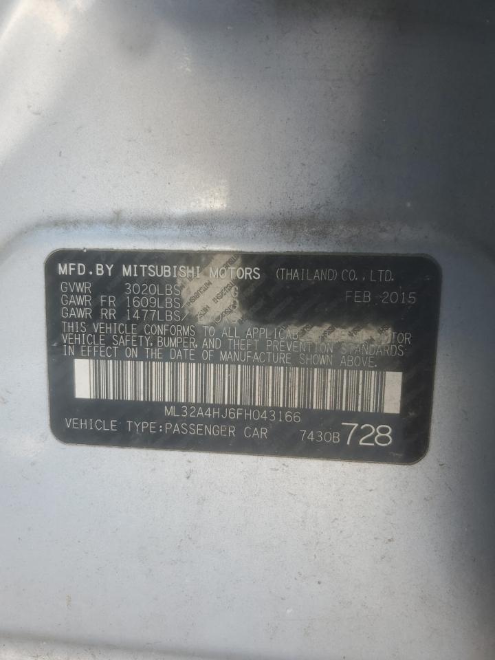 2015 Mitsubishi Mirage Es VIN: ML32A4HJ6FH043166 Lot: 80474215