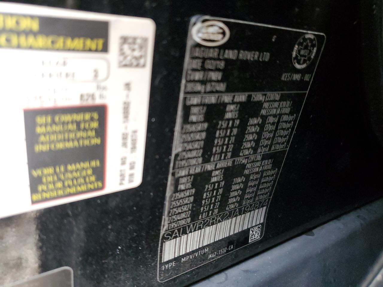 2018 Land Rover Range Rover Sport Hse VIN: SALWR2RK2JA194874 Lot: 71038115